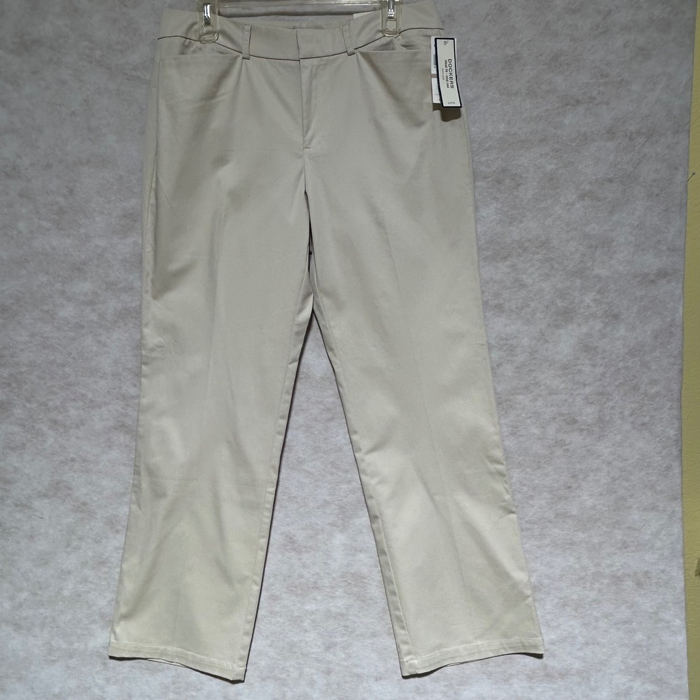 Dockers Metro Pant Womens 12P Beige Khaki Ideal Fit Straight Leg Trousers NEW